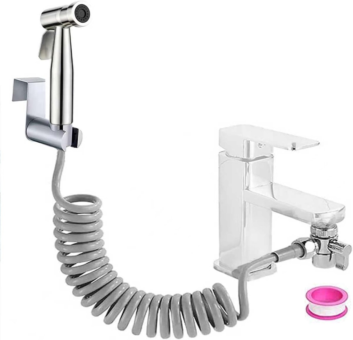 Portable Bidet Set Stainless Steel Toilet Shower with 2-Way Diverter, Hose 150 cm and Shower Holder - ShopVlot