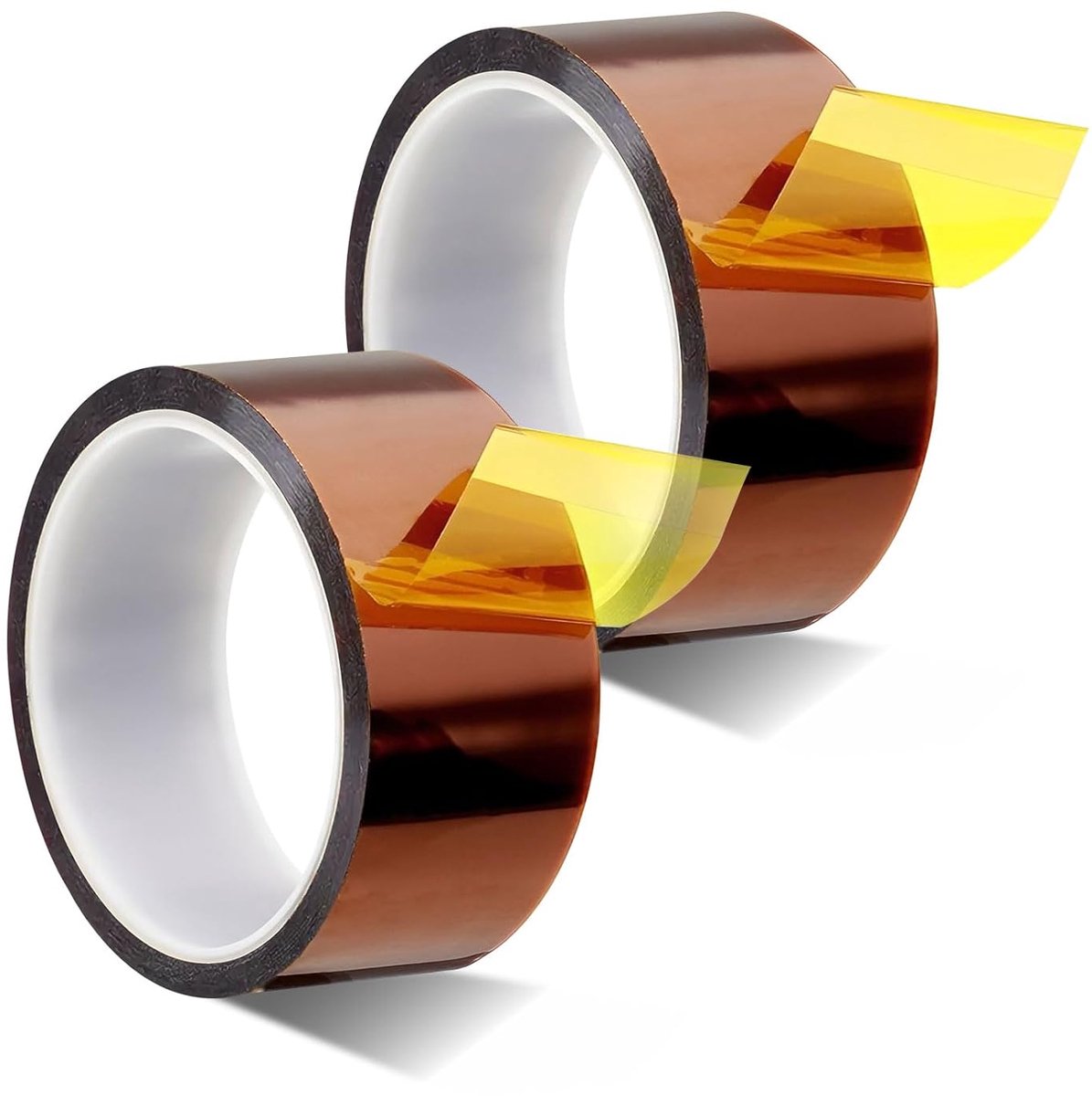 SnelShoppen - 2x Hittebestendige Lijmtape 50mmx33m, Kapton Tape Goud, Polyimide Film met Siliconen Lijm, Hoge Temperatuur Tape voor 3D Printers, Poede