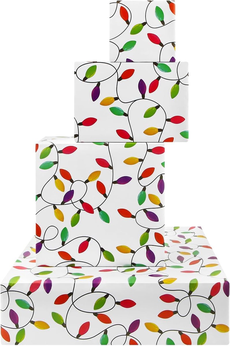 Lichtslinger inpakpapier 4 vellen 50x70cm - kleurrijk design - feestelijke uitstraling - ShopVlot