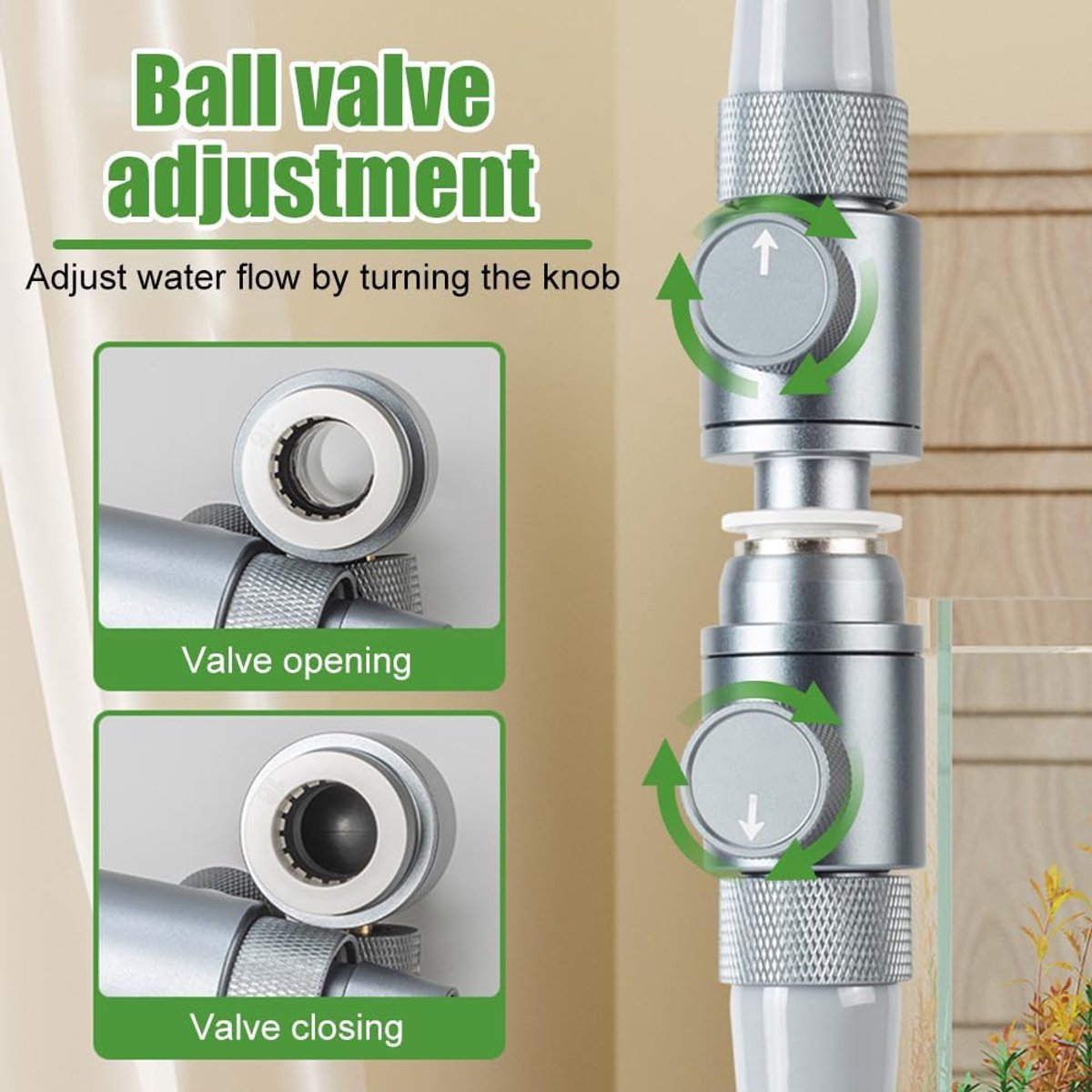 SnelShoppen - Dubbele Snelkoppeling 12/16/20 mm Aquariumslangadapter - Aluminium Slangconnector met Waterstroomregelaar - Eenvoudig te Installeren - 1