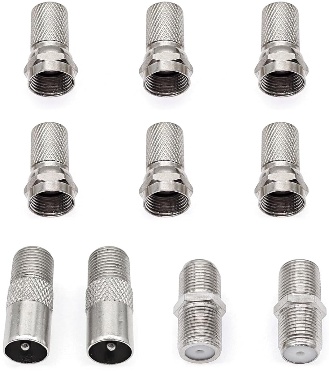 SnelShoppen - 10X F Plug Connectors voor Coaxiale Kabel RG6, Antenne Connectoren, TV Antenne Adapter, Coaxiale Verlengadapter voor TV en Satellietontv