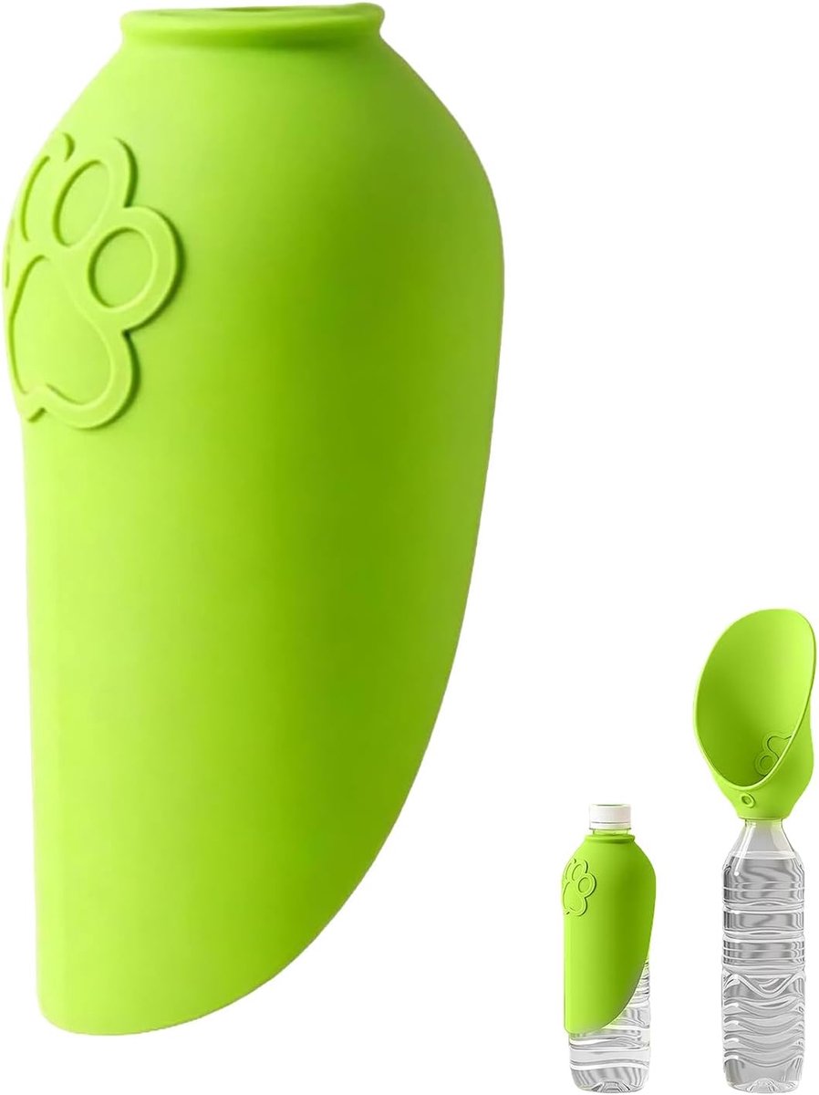 Bobypet - Siliconen Drinkbak Opzetstuk voor Honden en Katten - Draagbare Waterdispenser voor PET-flessen - Opvouwbaar - 16 cm - Groen