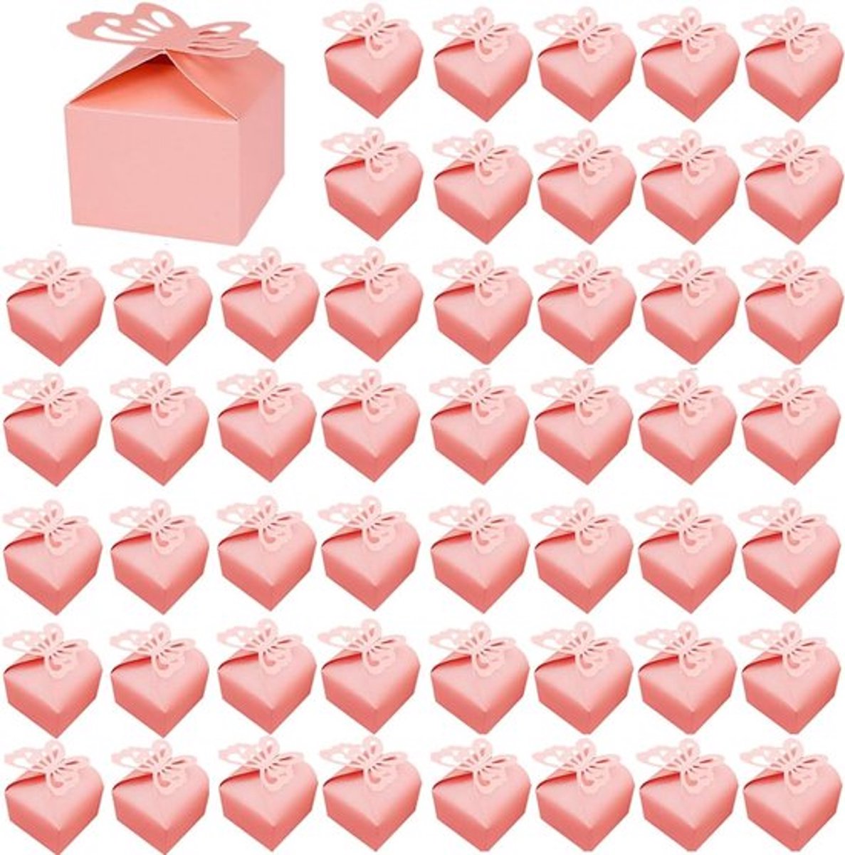 50 Stuks Bruiloft Cadeau Dozen, 6x6x5.5cm Vlinder Snoepdozen, Creatieve Papieren Dozen voor Feesten, Decoratie en Tafelversiering