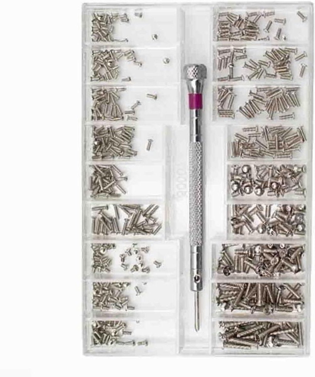 Schroefmoeren Set - Reparatieschroeven Mini Schroeven - Apparaten Repareren - 18 Maten Variatie - 500 Stuks - Zilver