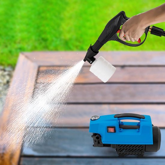 Elektrische hogedrukreiniger - Draagbare reiniger - Auto terras tuin - Drie reinigingsmodi - 10 MPa druk - Zwart en blauw — afbeelding 3