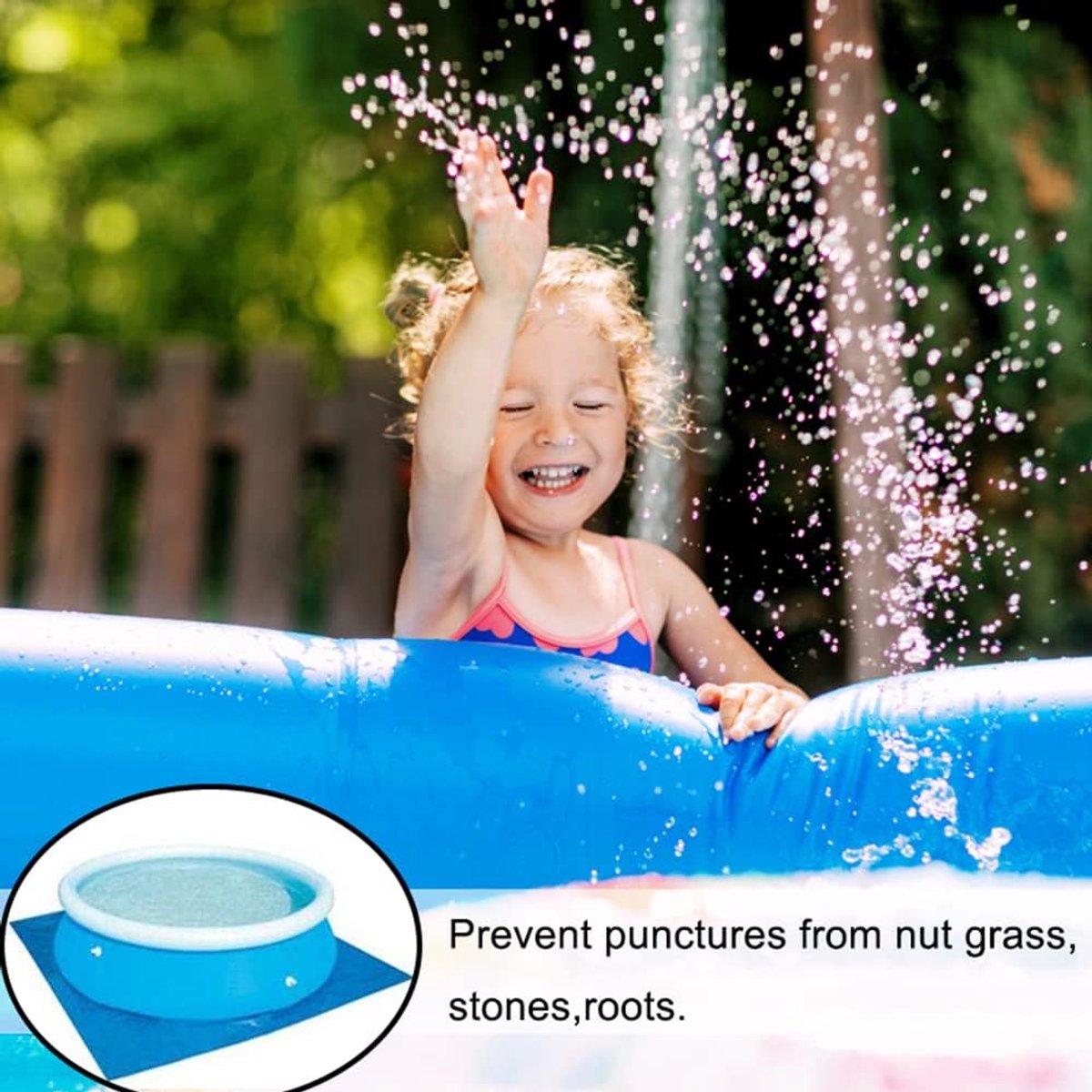 Thijox - Zwembad Grondzeil Blauw 445 x 254cm - Waterdichte Onderlegger voor Opblaasbare Zwembaden en Kinderbadjes