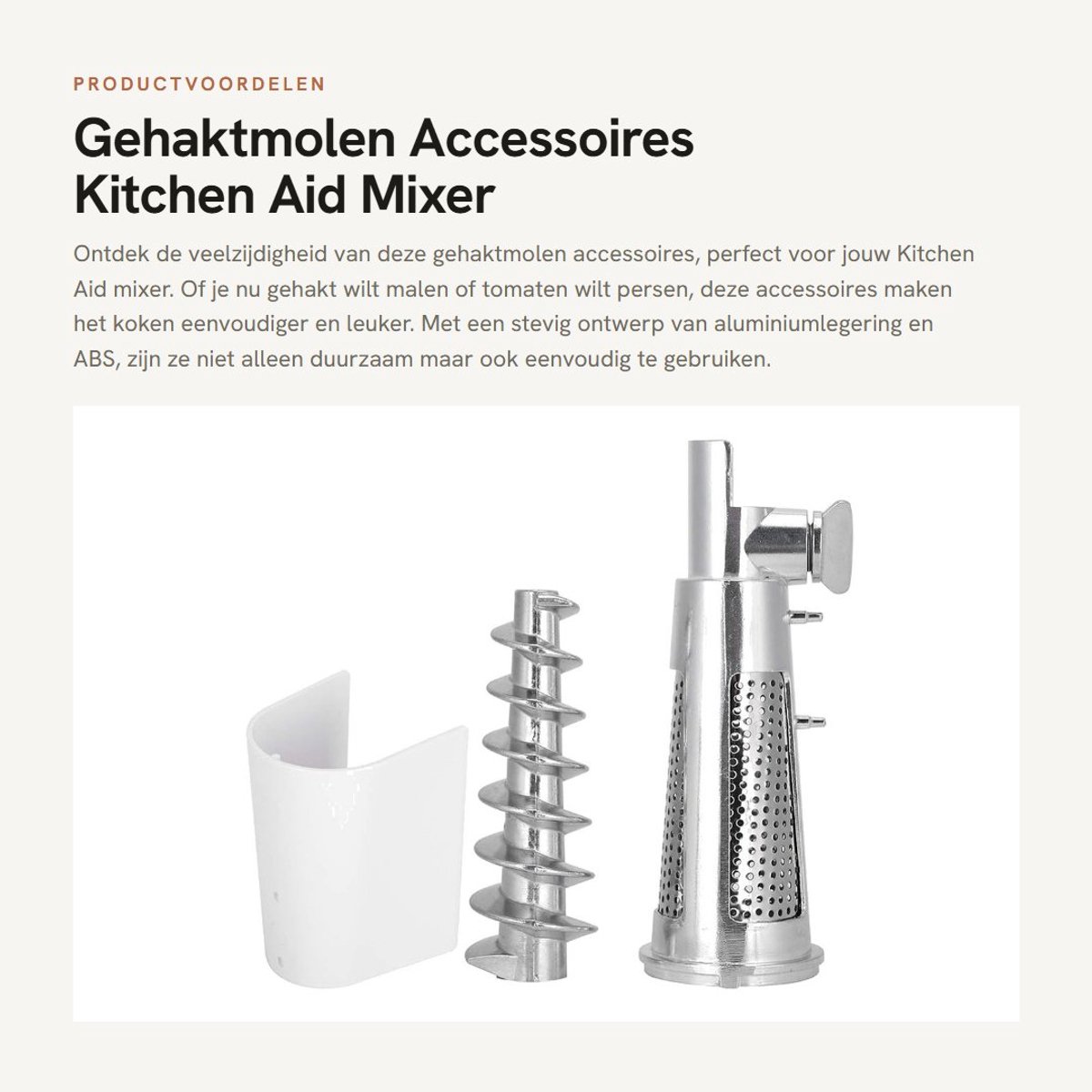 Dailygoods- Gehaktmolen Accessoires - Tomatenpers - Spiraal Schacht - Blender Stopper - Filterhuls Aluminiumlegering - Draadstang/Spiraal 16,3 x 5,8 cm - Keukenaccessoires