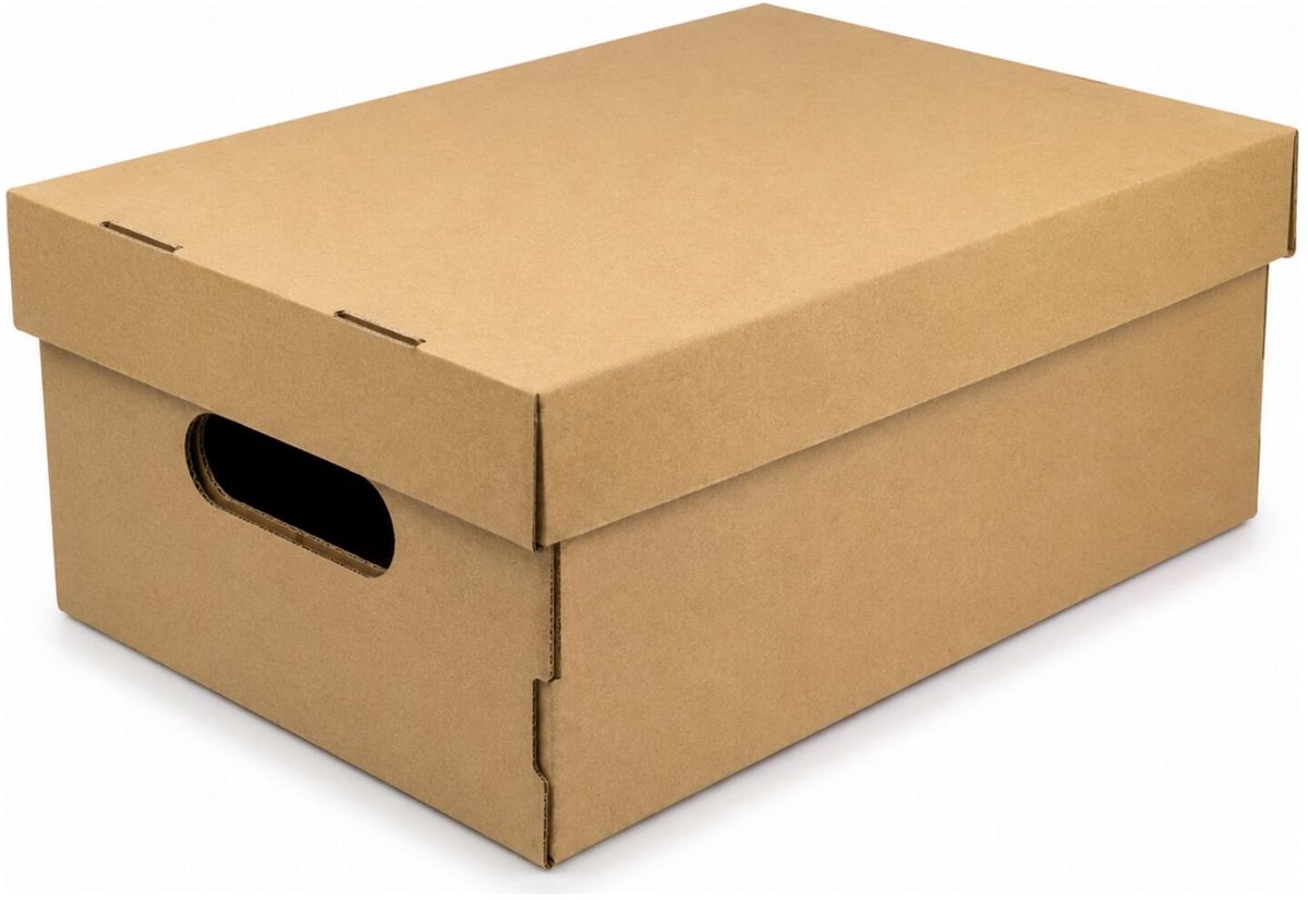CM Huis Opbergbox - Opbergdoos - beige - karton - opvouwbaar - 30 x 23 x 13 cm - met deksel - organiseren - opruimen