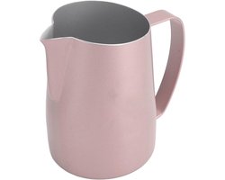 Melkopschuimerbeker - Melkopschuimkan - Koffie Latte Art - Afgeschuinde Mond - 450 Ml - Glanzend Roze