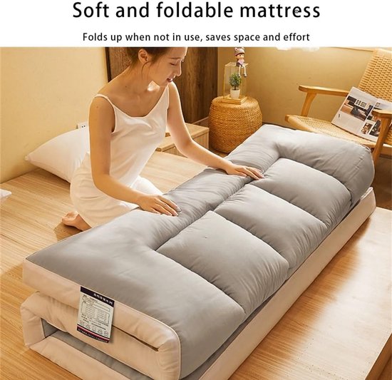 Vloermatras Futon - Japanse slaapmat - Comfortabel slapen - Extra dik ontwerp - 200x220cm - Wit — afbeelding 4