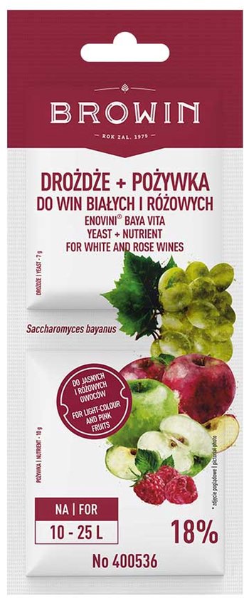Browin Enovini BAYA VITA - Wijn Gist en Voedingsstoffen - Wit en Rosé - Compleet Fermentatiepakket