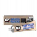 K2 Lamp Doctor tube met renovatiepasta voor koplampen. De verpakking toont een koplamp.