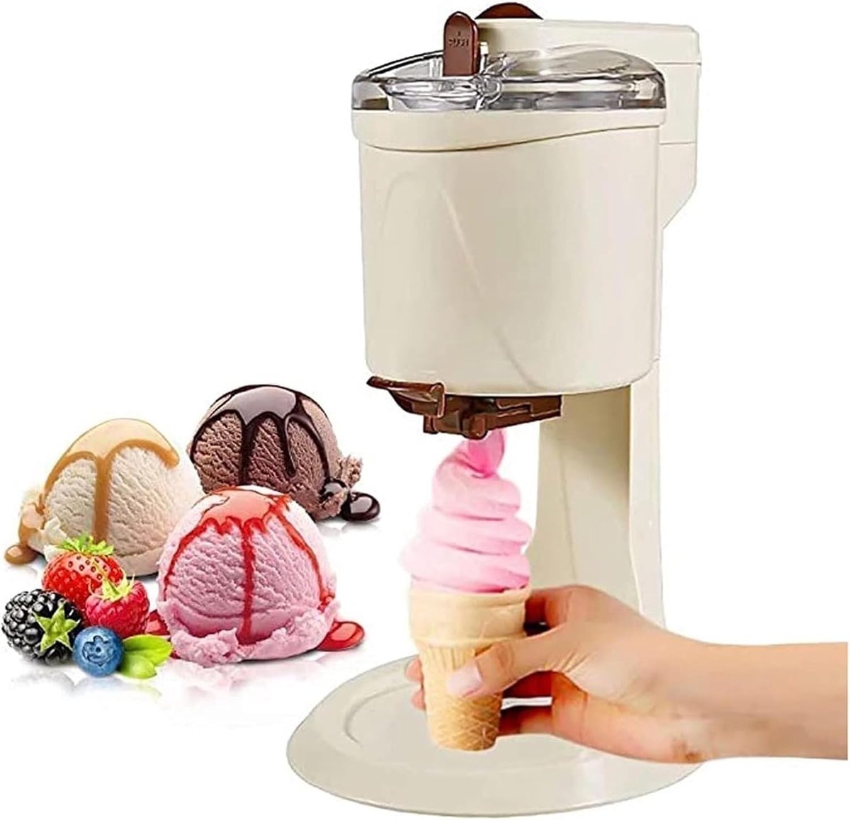 IJsmachine met Compressor - Softijsmachine Yoghurtmaker - Thuis Desserts Maken - Volautomatisch Model - 1 Liter - Wit