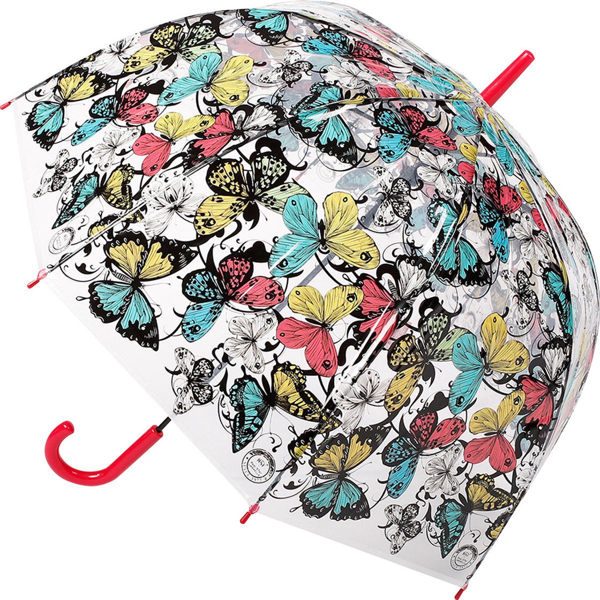 LE MONDE DU PARAPLUIE Doorzichtige paraplu in klokvorm met vlinderprint,Rood