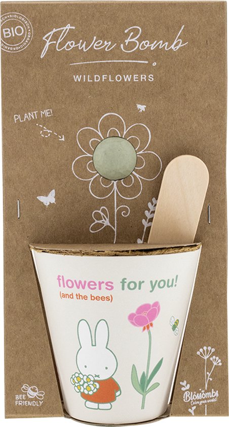 Blossombs Grow Kit Nijntje Flowers For You – 1 Zaadbommetje – Wilde Bloemenmix – Cadeau Bedankje – Voor Bijen en Vlinders