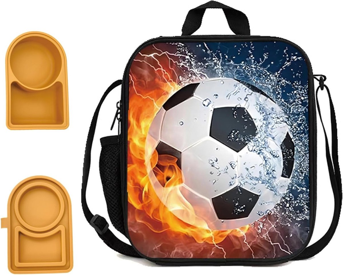 Kindvriendelijke Geïsoleerde Lunchbox voor School, Picknick en Reizen - Herbruikbare Koeltas met Snackdipdoos, 26 x 21,5 x 3 cm
