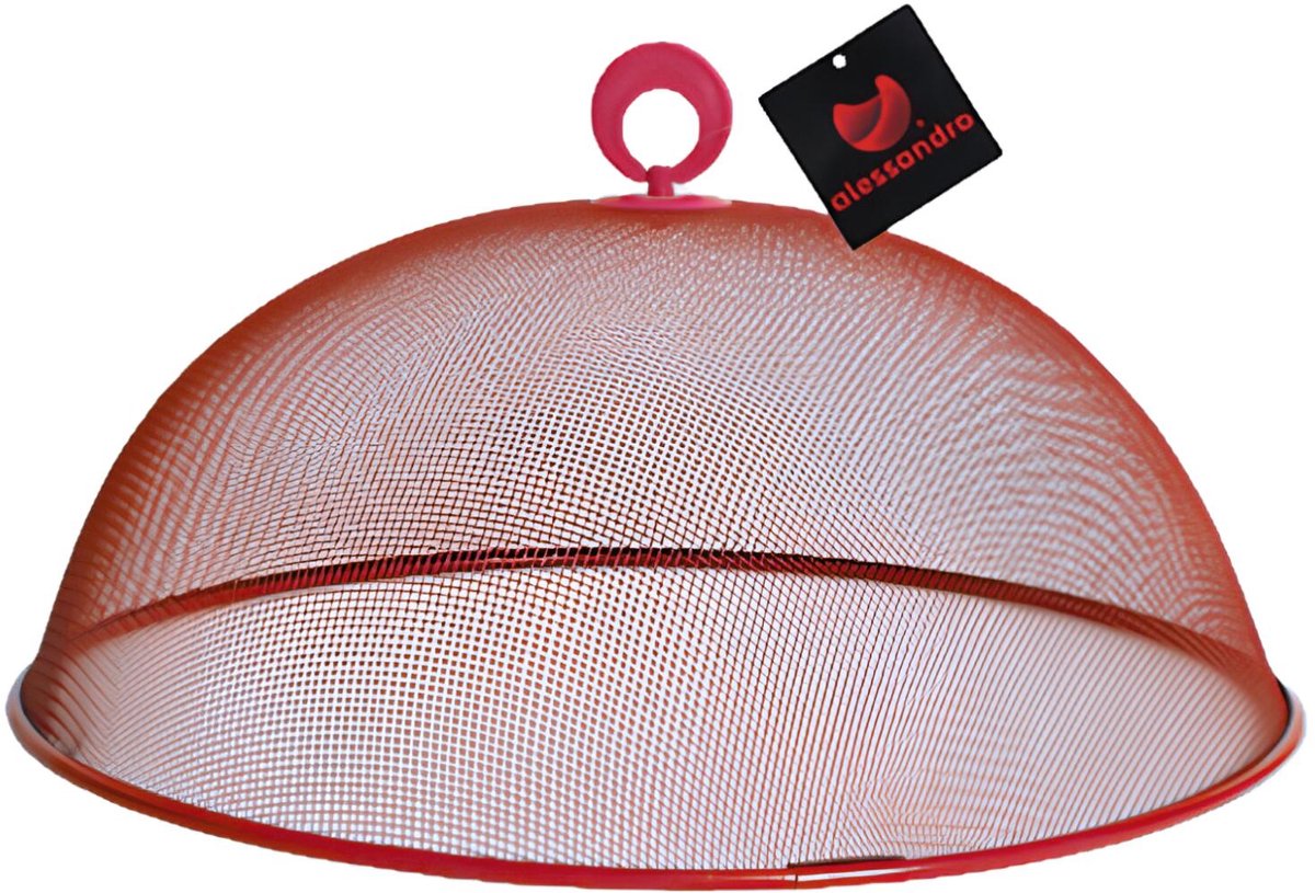 Alessandro Voedselkap - rond - 35 cm - rood- metaal - vliegenkap - tegen insecten - foodcover