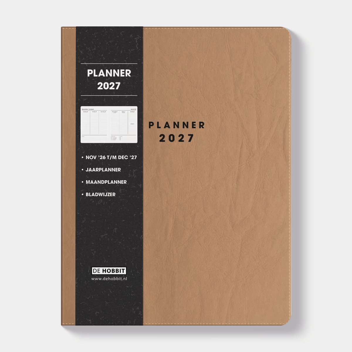 Hobbit - Weekplanner 2027 - ±A4 (26,5 x 20,4 cm) - 1 week over 2 pagina's - Flexcover - Wash Kraft