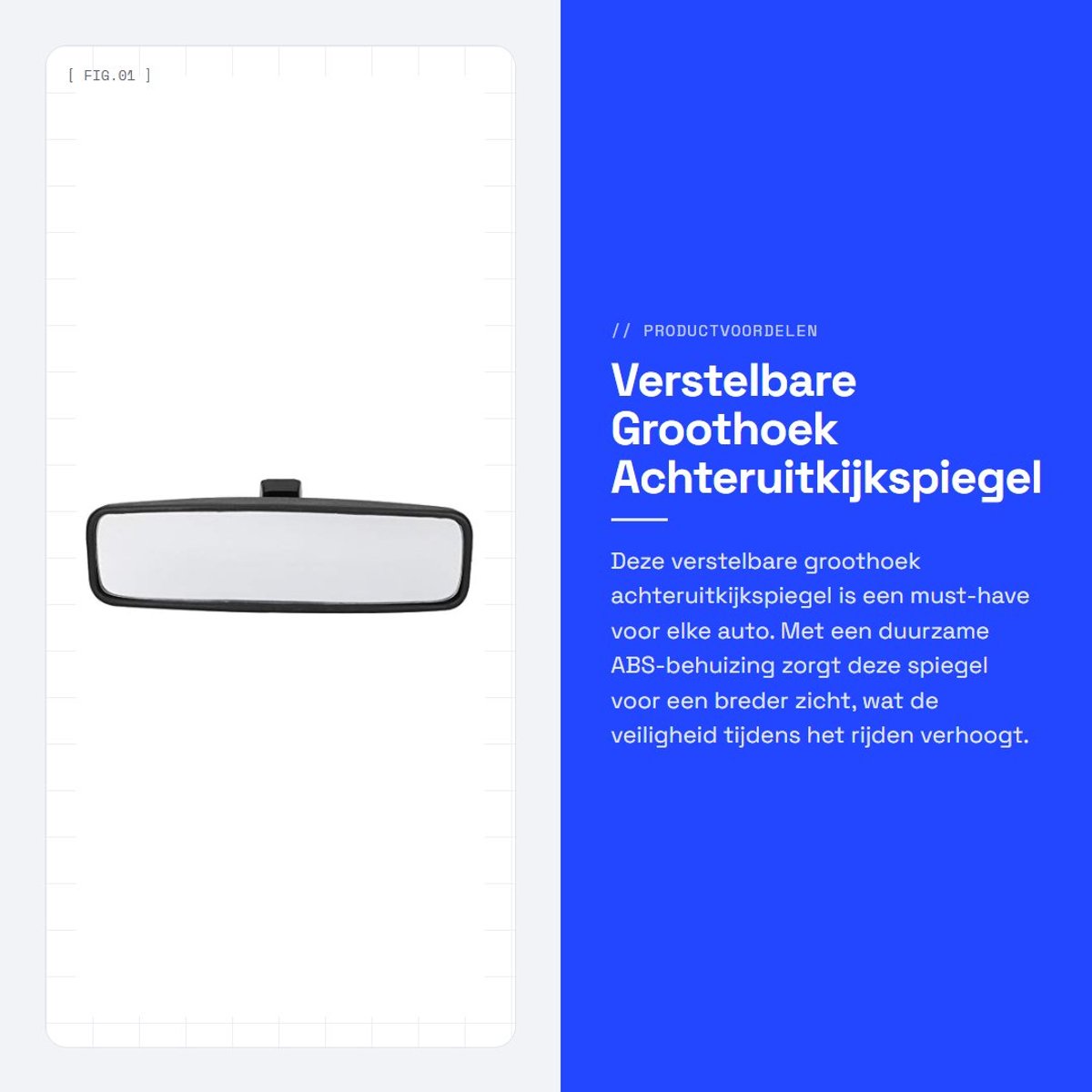 Dailygoods- Achteruitkijkspiegel Groothoek Verstelbaar - Interieur Spiegel - ABS Behuizing - Geschikt voor 107/206/106 - 100% Nieuw - OEM 814842 - Interieurspiegel