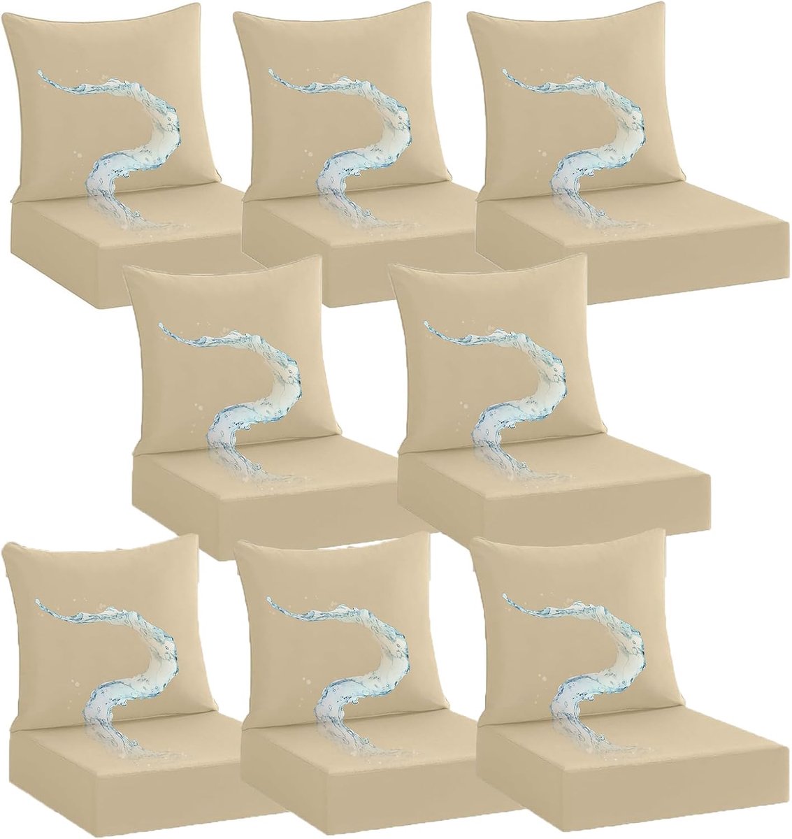 Waterdicht Stoelkussen - Zitkussen Set - Buiten Zitten - Afneembare Hoes - 60 x 60 cm - Beige