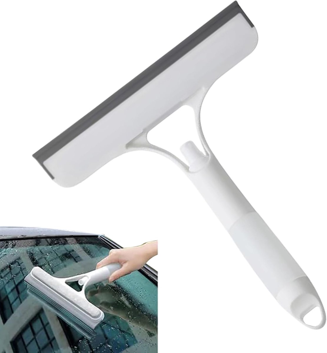 Raamwisser Spray - Schraper Glasreiniger - Vlekkeloos Schoonmaken - Geïntegreerde Spray - 21.5 x 25.7 cm - Wit