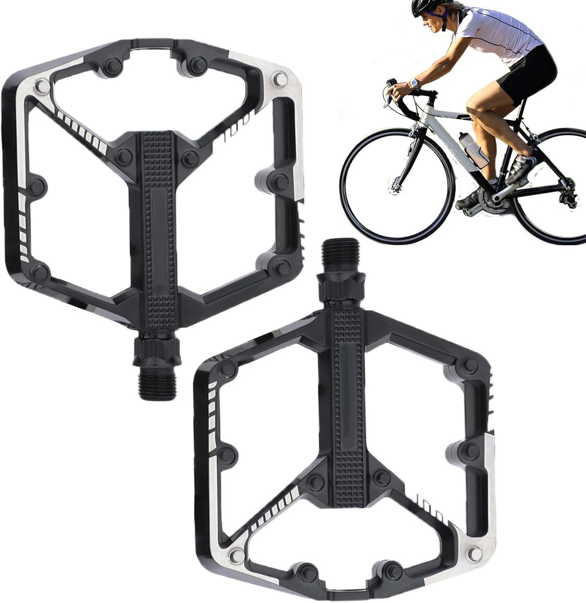 Fiets pedalen - Aluminium pedalen - Outdoor fietsen - Antislip ontwerp - 13 x 3.5 cm - Zwart