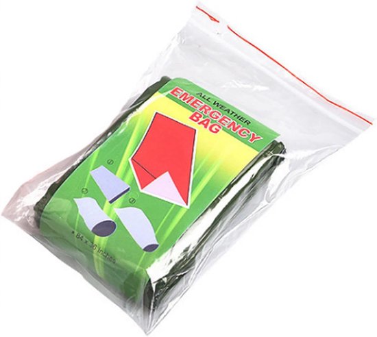 Survival Slaapzak - Bivy Bag - Outdoor Activiteiten - Waterdicht Winddicht - 200 x 90 cm - Groen Oranje — afbeelding 4