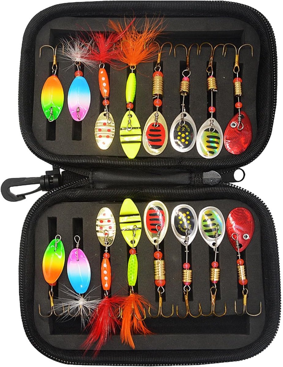Spinner Baits Set - Visspinners Glitteraas - Vissen Vangen - 16 Verschillende Stijlen - 16 Stuks - Multicolor