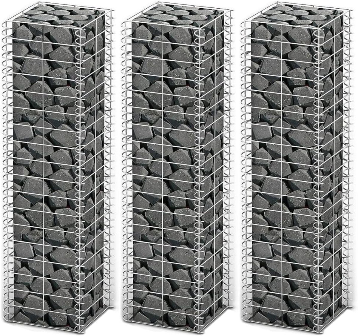 Schanskorf manden set - Stenen muur - Tuin inrichten - Verzinkt staal - 3-delig 100 cm - Grijs