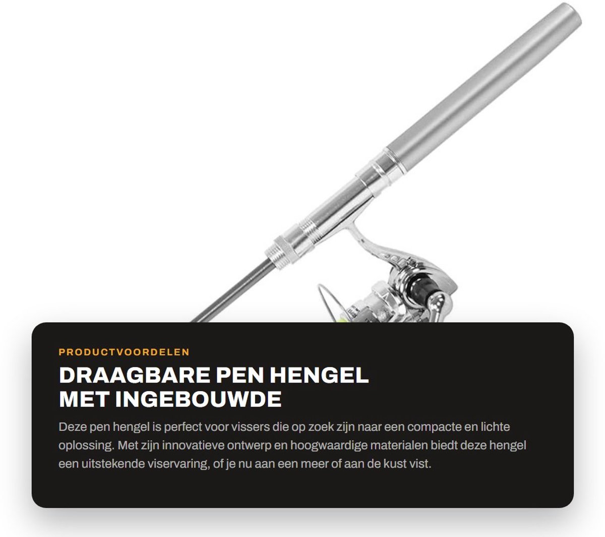 Dailygoods- Hengel Mini Penvorm - Draagbare Hengel met Reel - Ultralicht Aluminium - Rotsvissen/Riviervissen/Zeevissen - Hoogwaardige Materiaal - 4,3:1 Snelheidsverhouding - Visstok