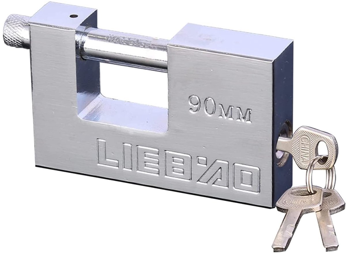 Cosensi- Beveiligingsslot Hoog Beveiligingsniveau - Hangslot Buiten - Hangslot Fiets - Hangslot met Sleutel - Hangsloten - Roestvrij Staal 90x55 mm