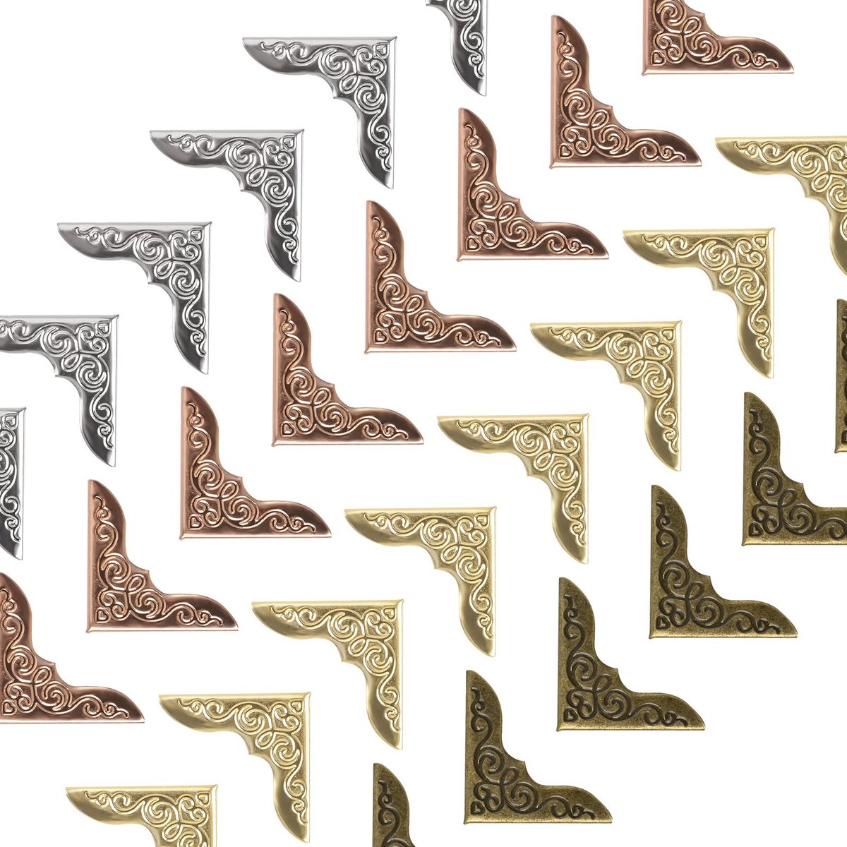 Dailygoods- Boekhoeken 160 Stuks - Metalen Hoekbeschermers - Decoratieve Trim - Vintage Albumhoeken - Kleine Boekhoekbeschermer - Hoogwaardig Ijzer