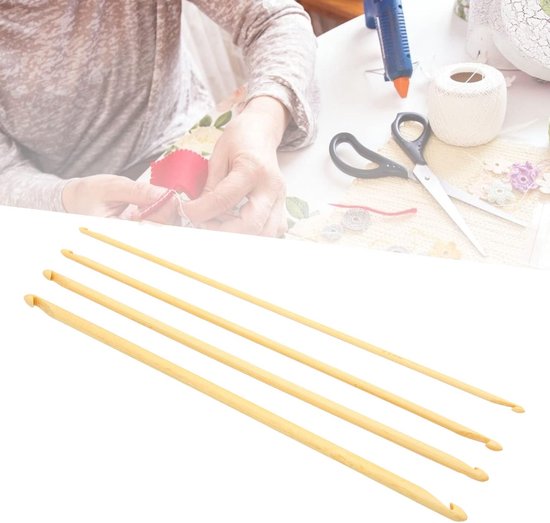 Diverse Haaknaalden Set van 4 Stuks - 9.4 Inch Lange, Antislip Bamboe Haaknaalden voor Tunisch Haken en Breien, Lichtgewicht en Draagbaar van diverse — afbeelding 2
