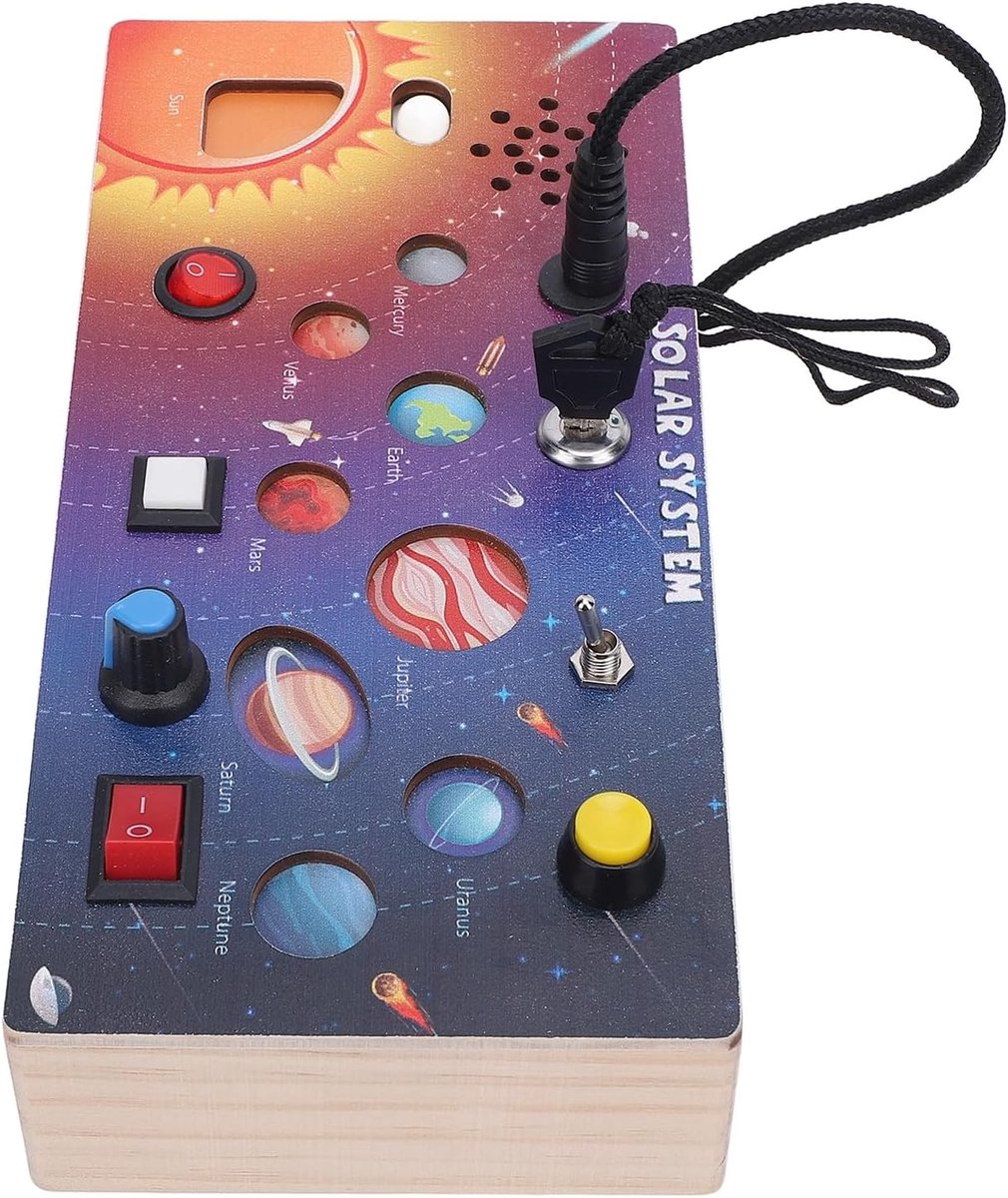Sensorisch Activiteitenbord - Houten Speelgoed - Vroege Educatie - Interactieve Schakelaars - 22 x 11 cm - Multicolor