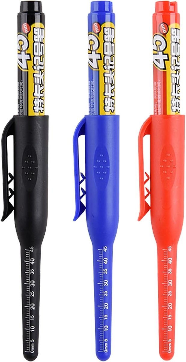 Marker met Lange Tip - Diep Gaten Pen - Precisie Markeren - Waterproof Permanente Inkt - 3 stuks - Multicolor