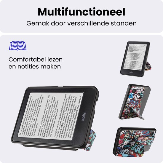 Hoes Geschikt voor Kobo Clara 2E - Luxe E-reader Trifold Case - Bescherm Hoesje Book Cover - Graffity — afbeelding 3