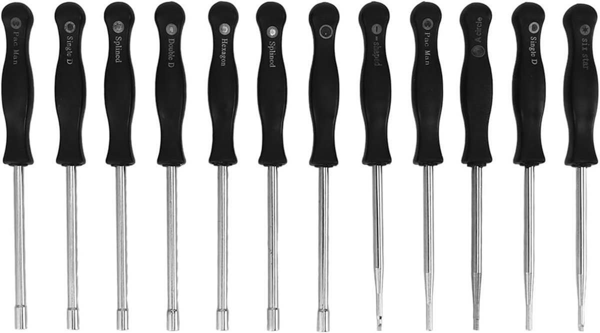 Carburateur Afstelset - Stalen Schroevendraaiers - Motoren Afstellen - Ergonomische Grip - 12 Stuks - Grijs