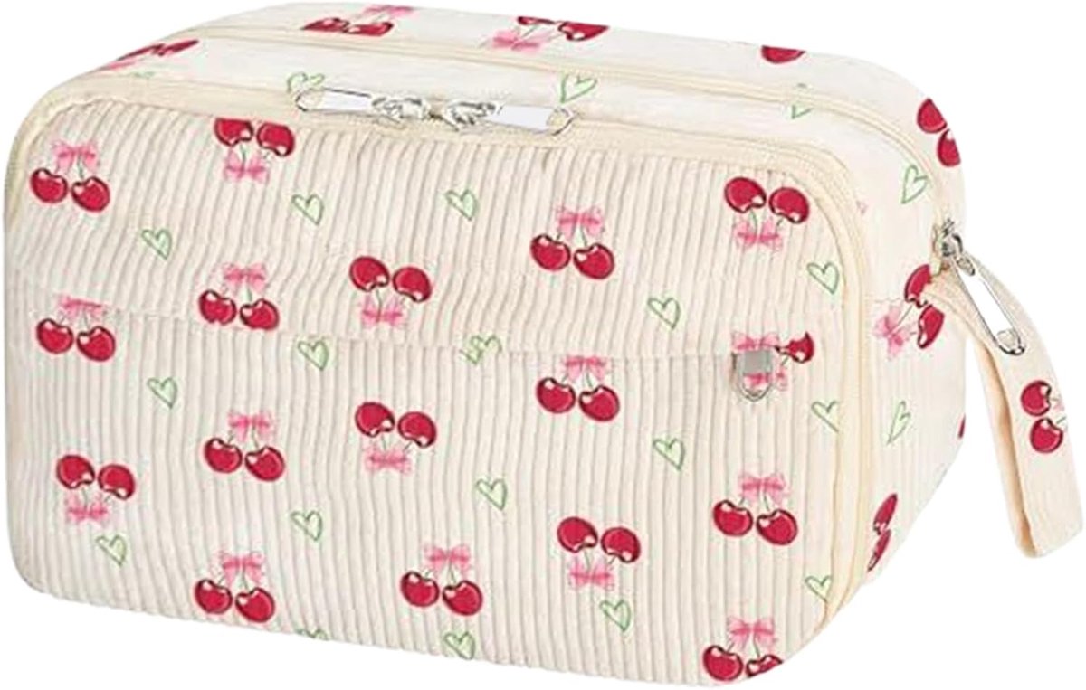 Schattig Etui - Pennenzak Organizer - Spullen Opslaan - Gedeelde Vakken - 21.5 cm Breed - Kers