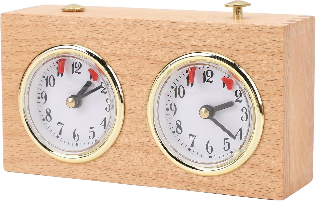 Professionele Mechanische Analoge Schaakklok, Vintage Houten Winding Timer voor Internationaal en Chinees Schaak, Perfect voor Toernooien en Spelers