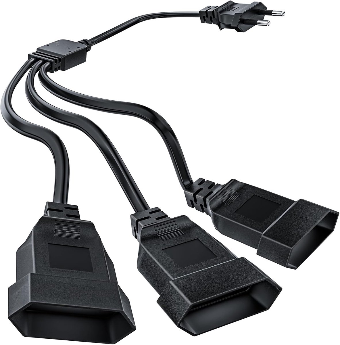 Thijox - Kleine elektrische verlengkabel 2,5 A, 250 V, 625W, 3-in-1 vlakke euro-stekker voor binnengebruik TV, PC, monitor, zwart