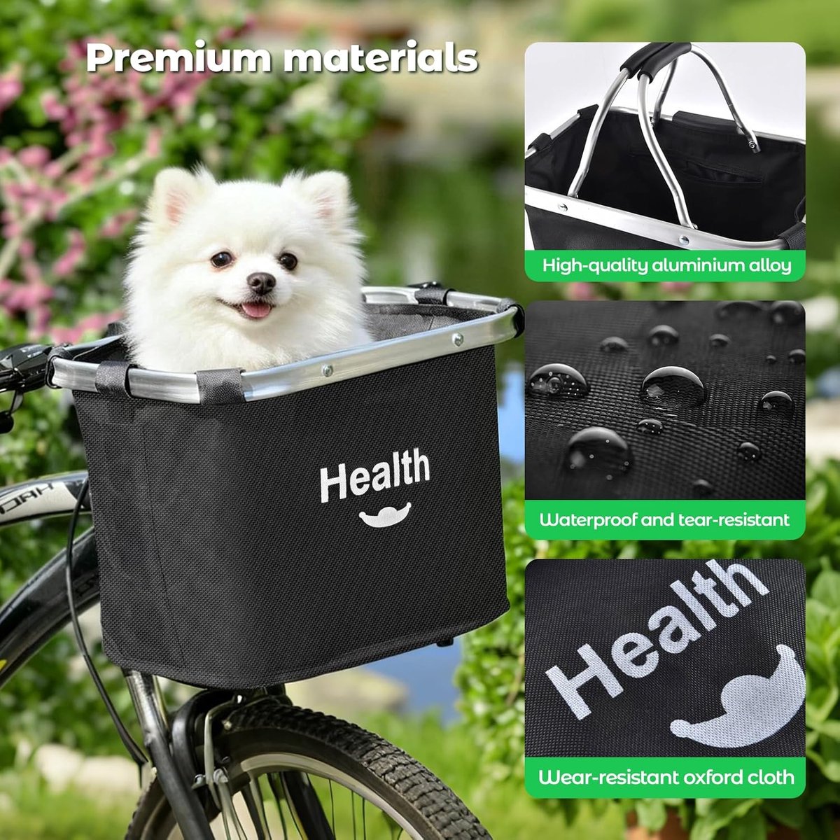 Thijox - Inklapbaar Fietsvoormandje Aluminium Canvas Mandje voor Huisdieren - Afneembaar, Slijtvast, Multi Purpose, Eenvoudig te Installeren, Perfect