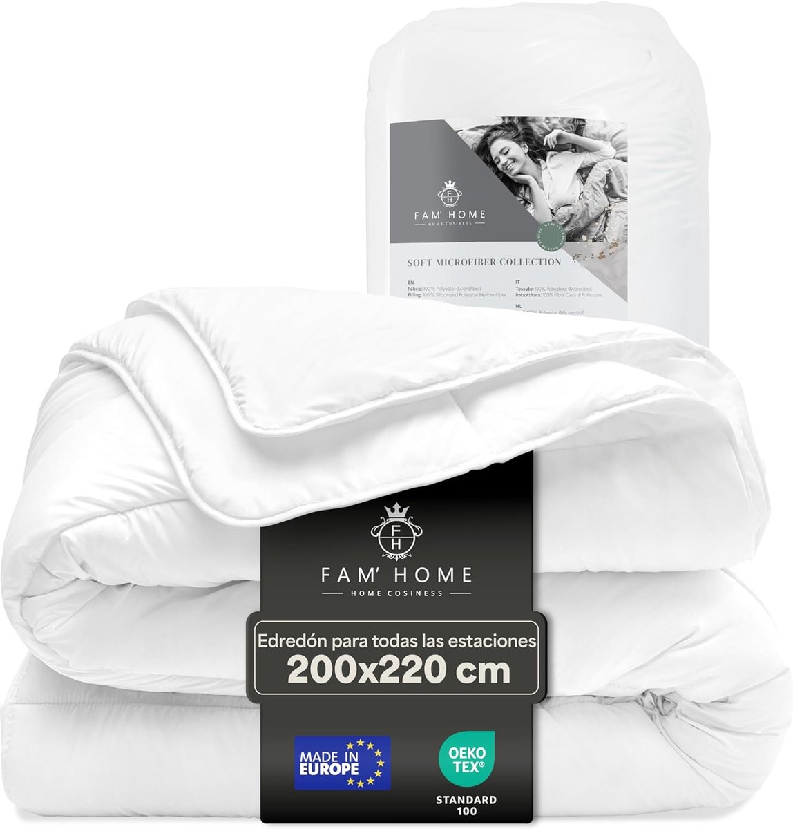 Thijox - Microvezel Dekbed 200x220 cm - Wasbaar Wit - Hypoallergeen - Ademend Materiaal - Comfortabel en Ondersteunend - Minimaal Onderhoud - Perfect
