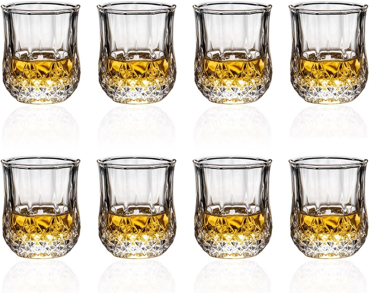Thijox - Glazen Cordial Set van 8 - 50ml/1.7oz Likeur en Sherry Glazen - Ideaal voor Feest, Tuin, Keuken en Camping - Elegant en Duurzaam Design