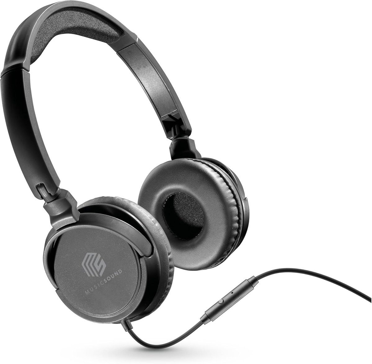 Thijox - Opvouwbare On-Ear Hoofdtelefoon met Kabel en Microfoon | Lichtgewicht en Comfortabel | 3,5 mm Jack | Kleur Zwart | Ideaal voor Muziek en Bell