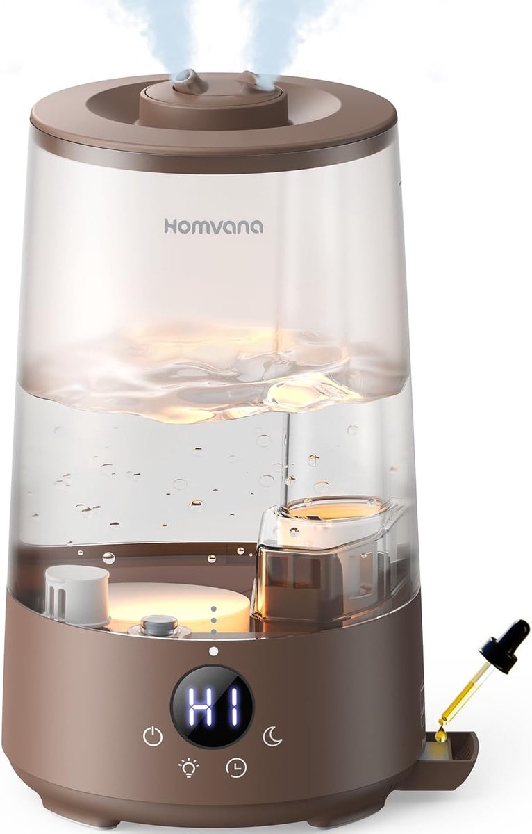 SnelShoppen - Topvullende 3.6L Luchtbevochtiger voor Slaapkamer - 34 Uur Duurzaam en Stil (16 dB) - 360° Aroma Diffuser met 7 Kleuren Nachtlampje - BP