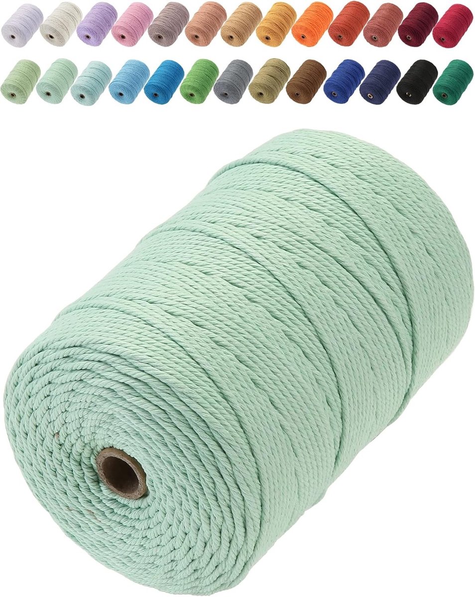 Premium Katoenen Macramé Touw 3mm x 200m - Zacht, Duurzaam en Geschikt voor Macramé Kunst en Knutselen
