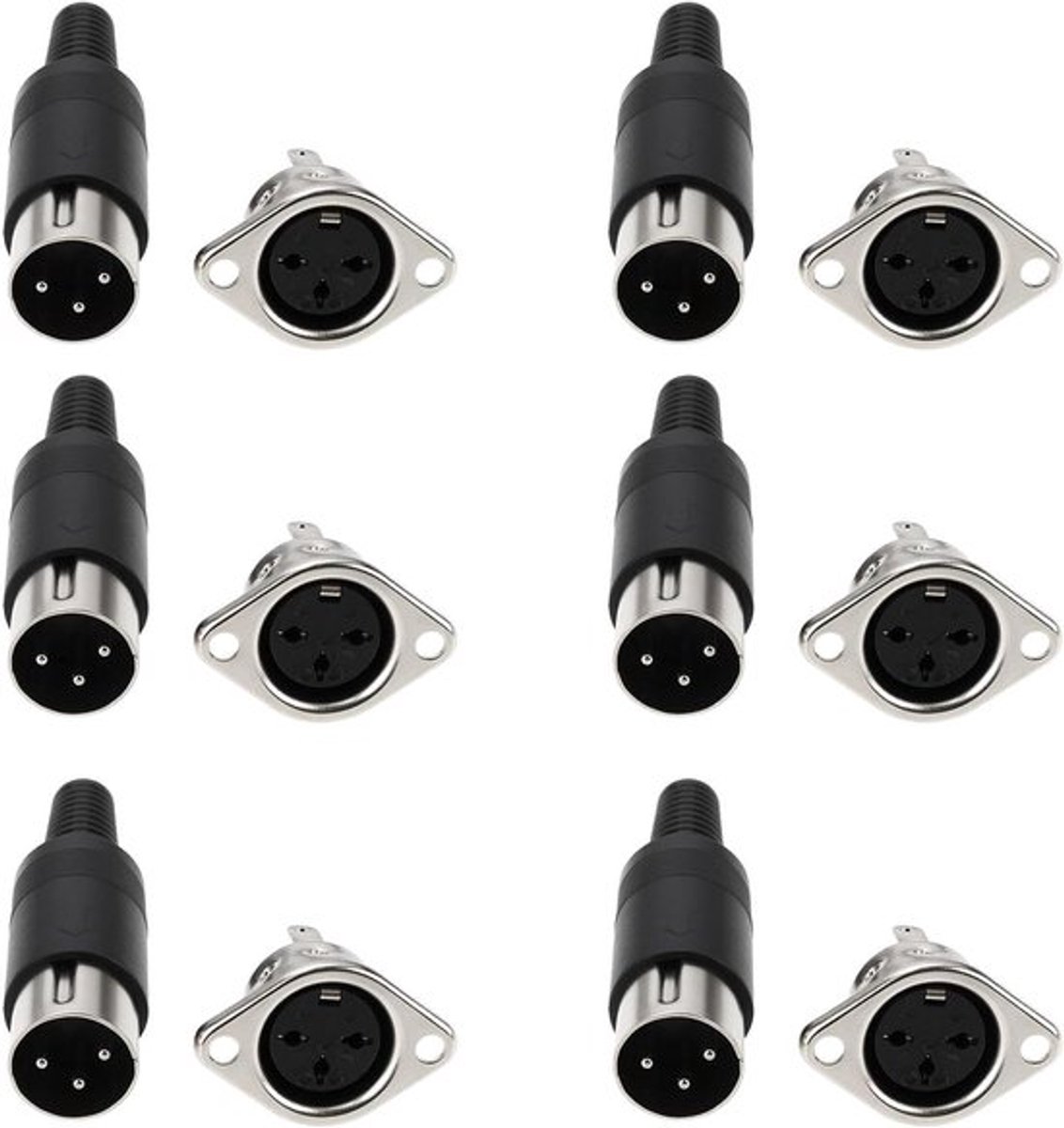 Adapter - 6Pcs - 3 Pin DIN - Mannelijke Plug Vrouwelijke Adapter - Soldeer Panel Mount - Digitale Apparatuur - Video Signalen - Chassis - Geschikt voor - Mannelijke en Vrouwelijke Connectors - Zwart Bevestigingsmateriaal
