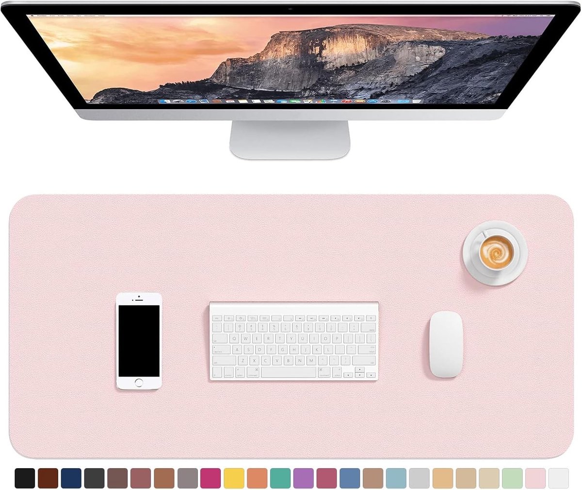 XL Bureau Mat van PU Leer, Extra Grote Muismat, Waterdichte Desktop Bescherming, Ultra Dun en Antislip, Ideaal voor Laptop en Toetsenbord, 75 x 37 cm, Roze