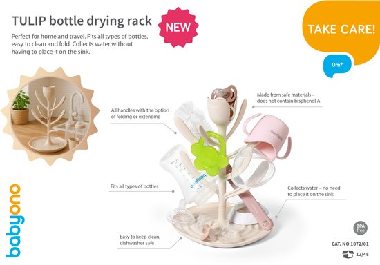 Baby Ono TULIP Flessendroger - Droogrek voor Babyflessen en Spenen - BPA-vrij - Beige van Baby Ono — afbeelding 5