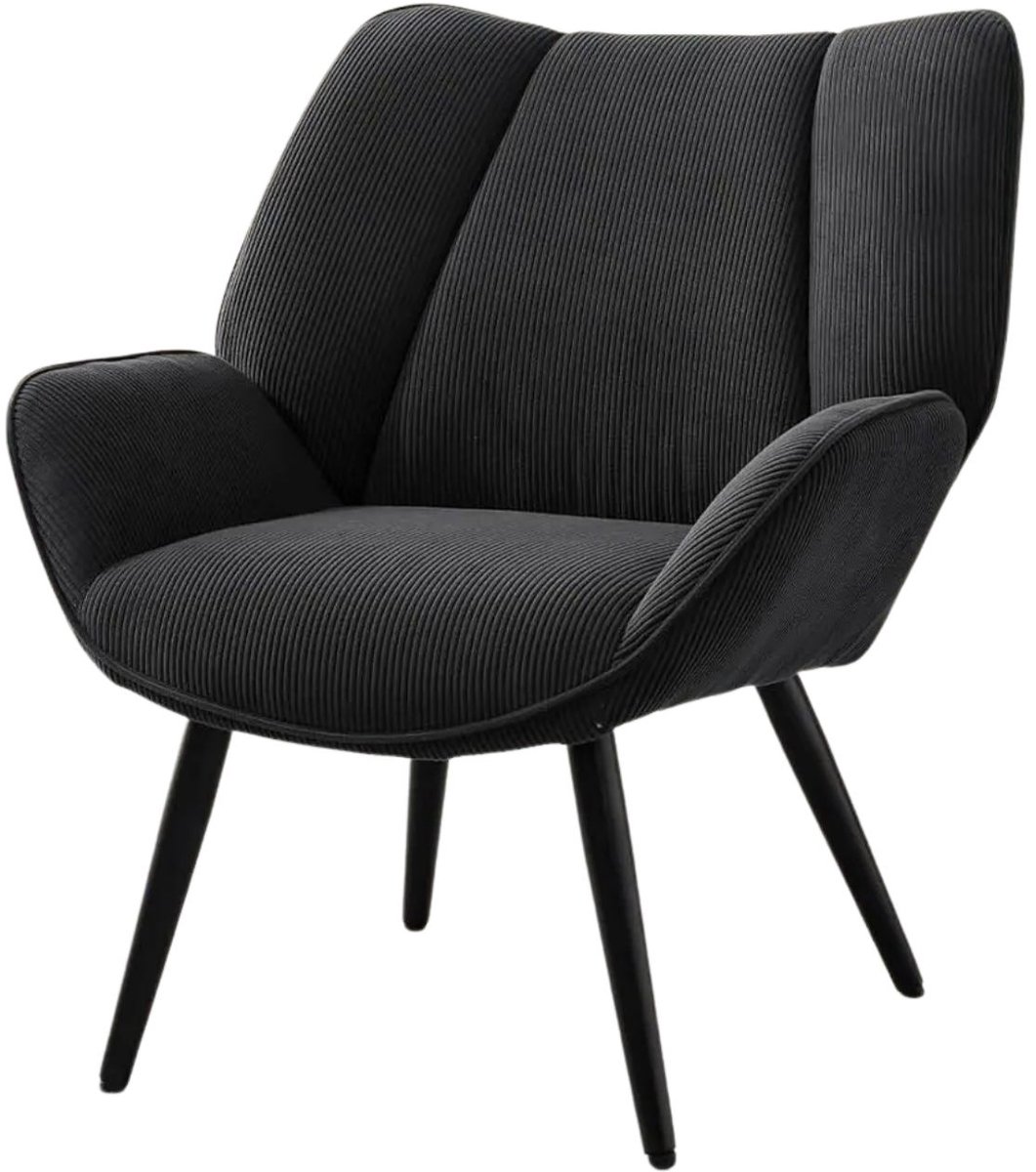 Happiq Fauteuil - Corduroy stof, metalen poten - Dark Gray - voor Thuis en Professioneel Gebruik